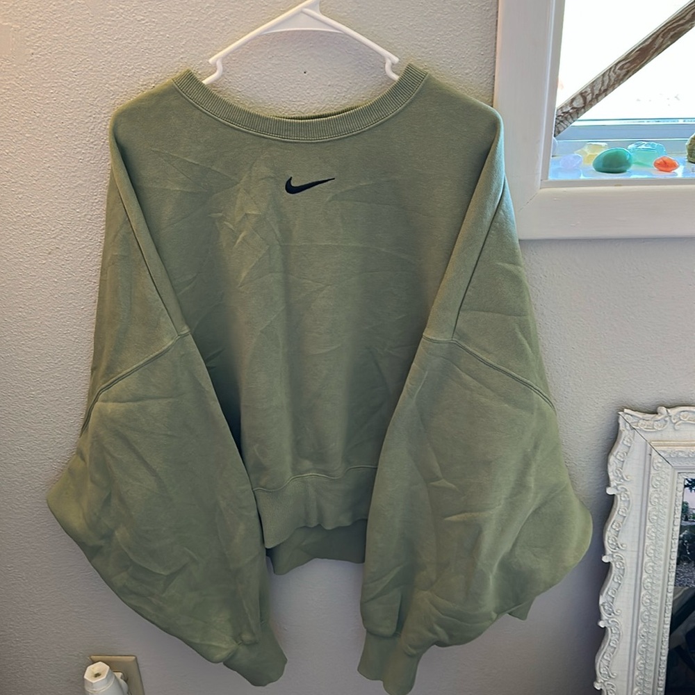 NIKE Sportswear Phoenix Womens Oversized Crop Crewneck Sweatshirt Kiwi Green XXL